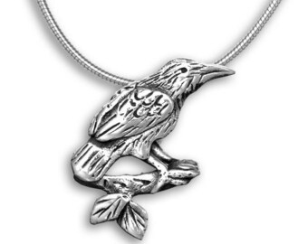 Raven Pendant in Sterling Silver