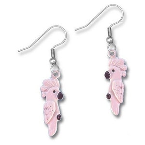 Enamel Moluccan cockatoo earrings