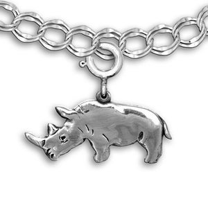 Rhinoceros Charm for Bracelet Sterling Silver