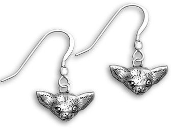 Chihuahua Earrings in Sterling Silver