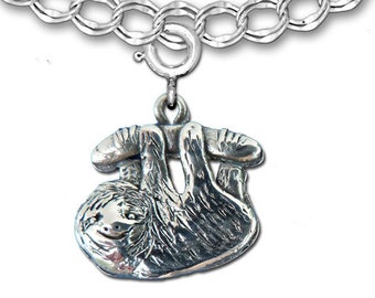Sloth Charm for Charm Bracelet Sterling Silver