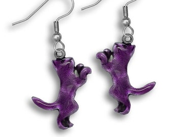 Enamel Purple Cat Earrings