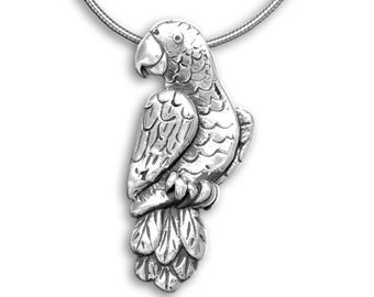 African Grey Pin Pendant Combination in Sterling Silver