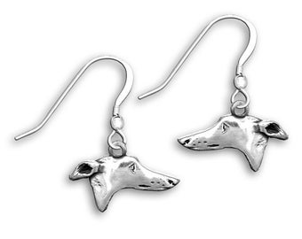 Greyhound Profile Earrings in Sterling Silver