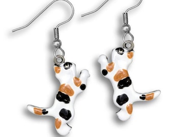 Enamel Calico Cat Earrings
