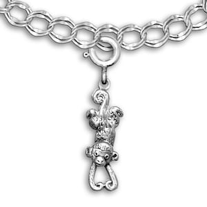 Dangling Monkey Charm for Bracelet Sterling Silver