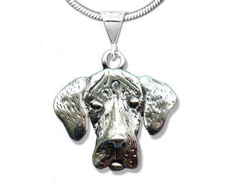 Great Dane Dog Natural Ears Pendant in Sterling silver