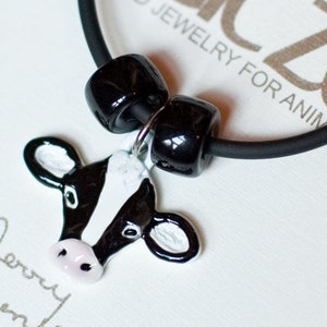 Enamel Black and White Cow Necklace