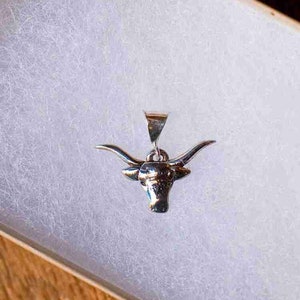 Small Longhorn Cow Pendant Sterling Silver image 1