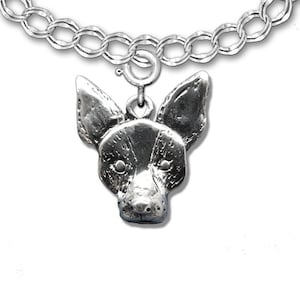 Rat Terrier Charm for Bracelet in Sterling Silver