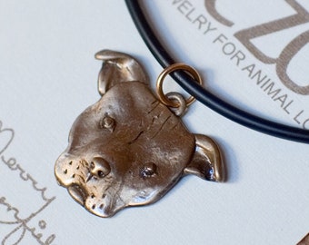 Bronze Pit Bull Large Necklace