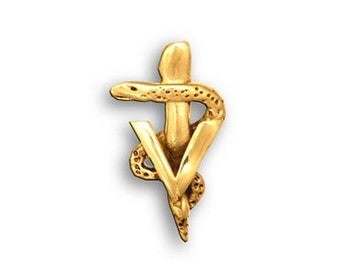 Veterinary Caduceus Lapel Pin 14K Solid Gold