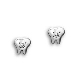 Smiling Teeth Stud Earrings Sterling Silver