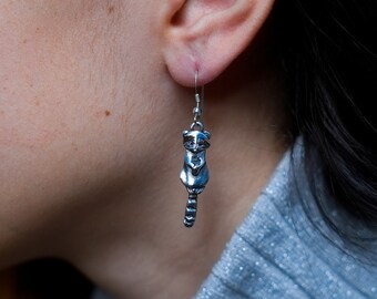 Orecchini in argento sterling 925 ipoallergenici con piccola cartilagine procioni e simpatici animali per donne, ragazze, fidanzate, figlie
