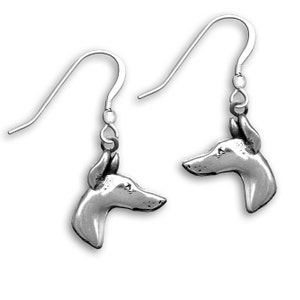 Doberman Pinscher Earrings in Sterling Silver