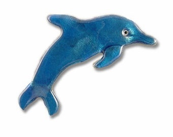 Emaille blauwe dolfijn pin