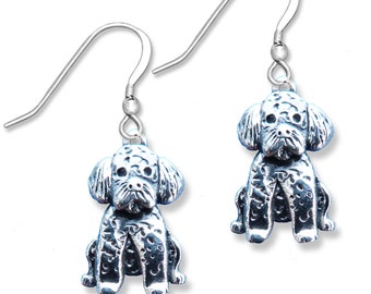 Sterling Silver Portuguese Water Dog Earrings