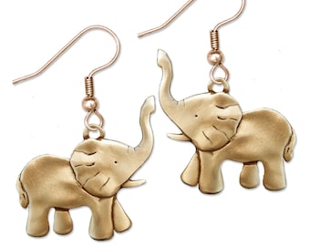 Bronze Elephant Body Earrings