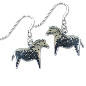 Spotted Cave Horse Earrings in Sterling Silver