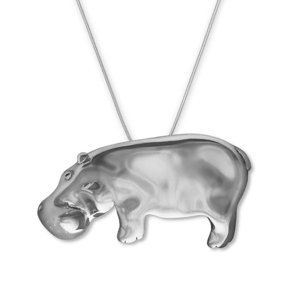 Hippo Large Pendant Sterling Silver