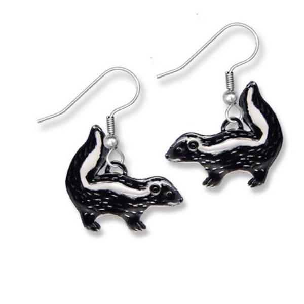 Enamel Skunk Earrings