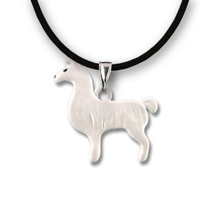 Enamel Hand Painted Llama Necklace