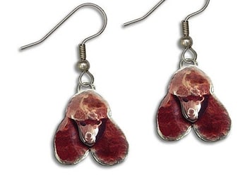 Enamel Chocolate Poodle Earrings