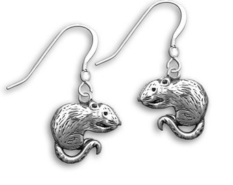 Rat Earrings Sterling Silver