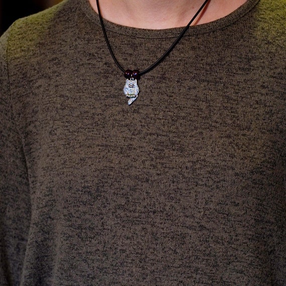 Fat Cat Necklace Fluffy Cat Jewelry Cat 