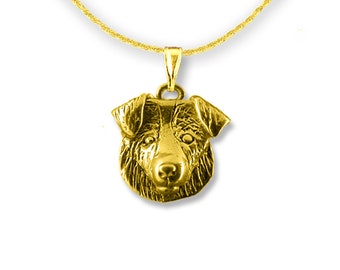 14K solid gold Australian shepherd pendant Aussie charm