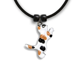 Enamel Calico Cat Necklace