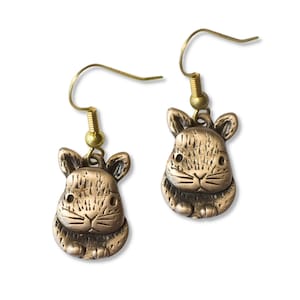 Netherland Dwarf Baby Rabbit Earrings Bronze