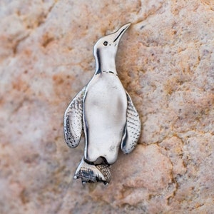 Pinguïnspeld-hangercombinatie in sterling zilver