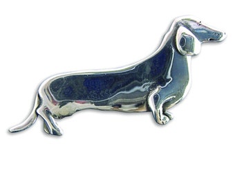 Smooth Coat Dachshund Brooch in Sterling Silver