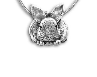 Bunny Pin Pendant in Sterling Silver