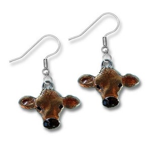 Enamel Jersey Cow Earrings