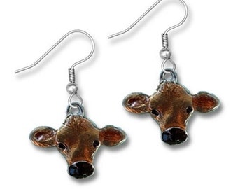 Enamel Jersey Cow Earrings
