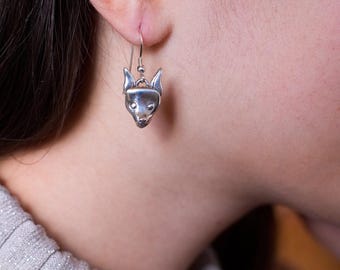 Sterling Silver Miniature Pinscher Min pin earrings