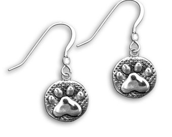 Paw Print Earrings Sterling Silver