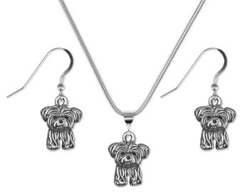 Shorkie Necklace and Earring Set Sterling Silver