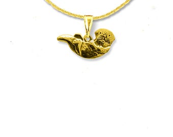 14K Gold Otter Pendant - Sea Otter Gift