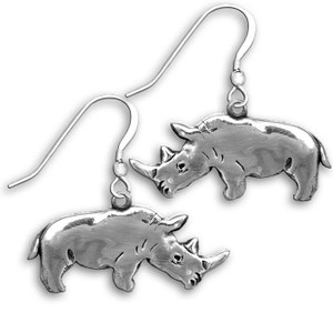 Rhinoceros Earrings Sterling Silver