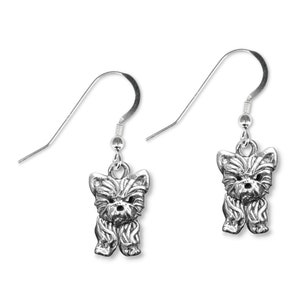 Yorkie Puppy Earrings in Sterling Silver