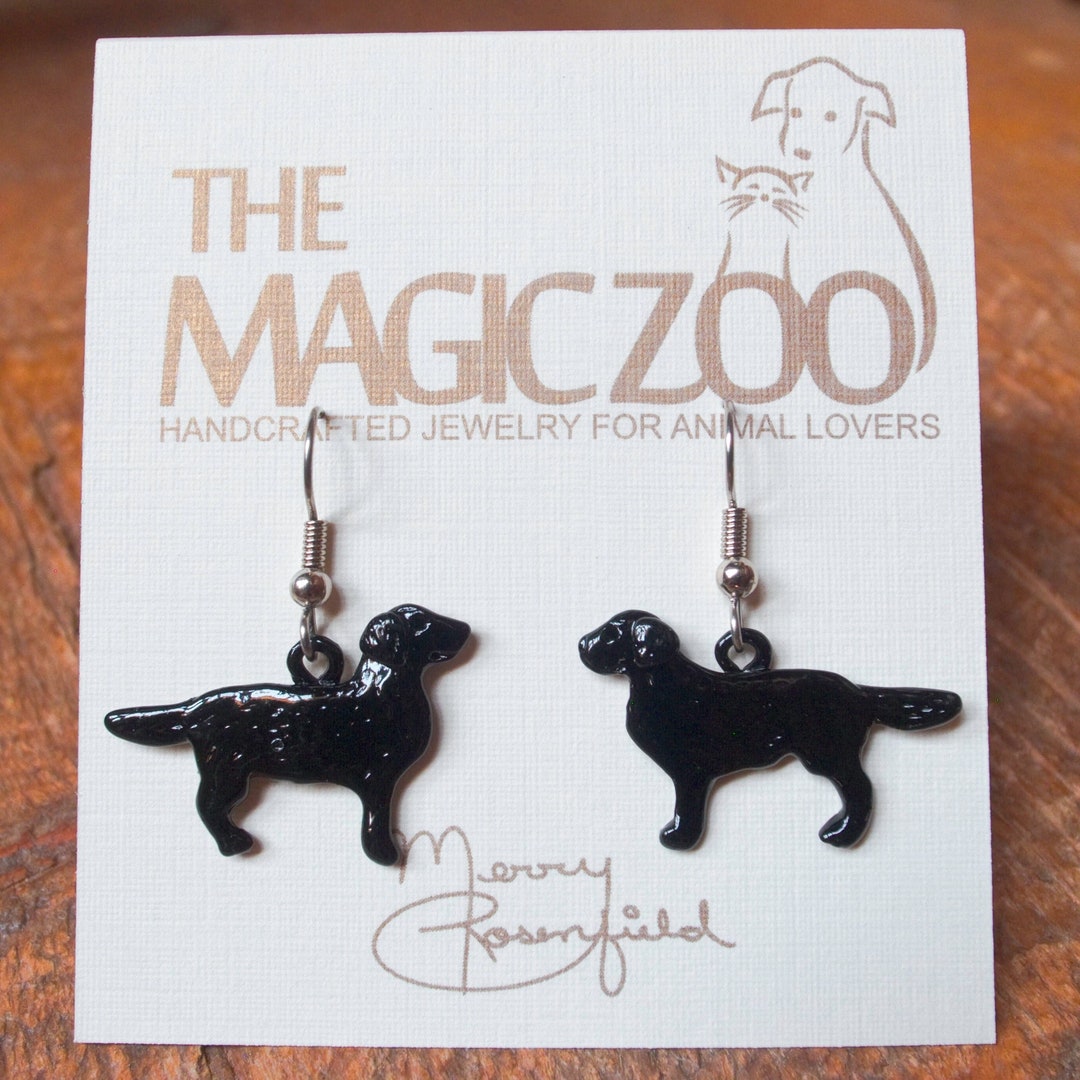 Enamel Black Labrador Retriever Earrings