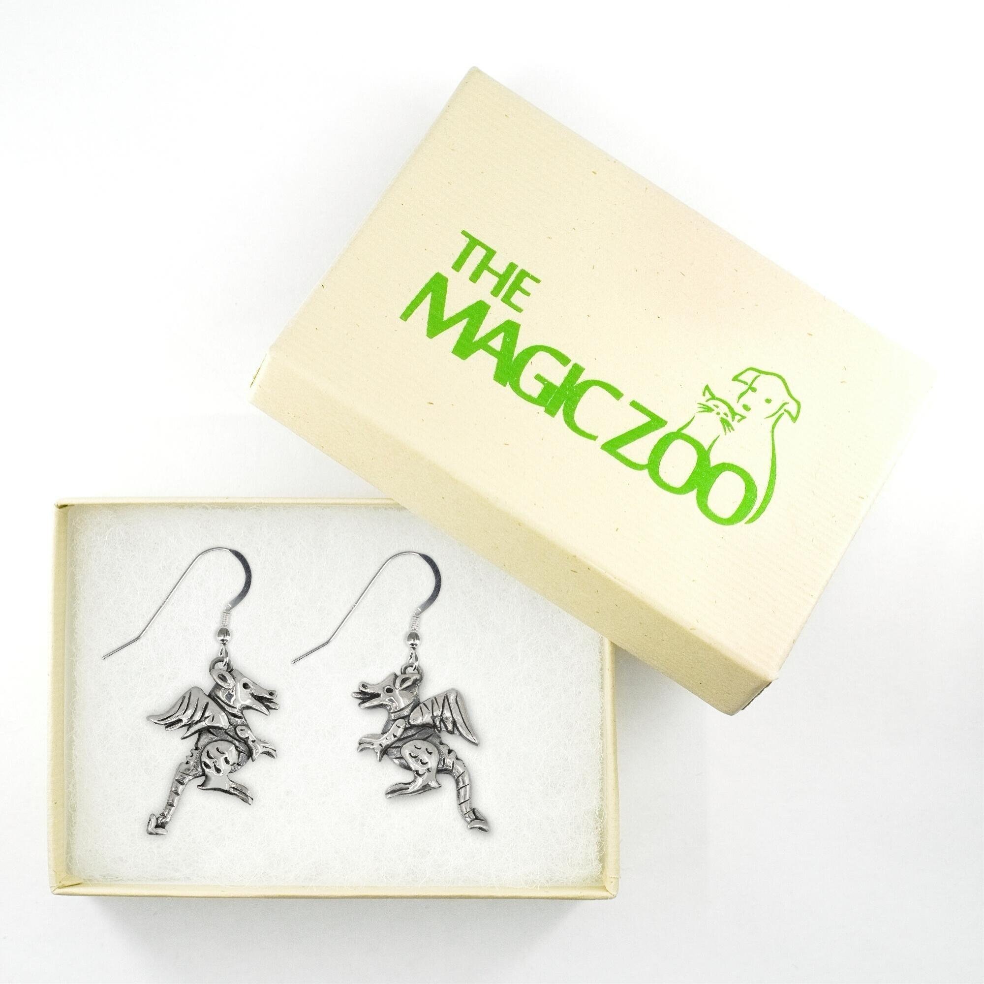 Aretes Hombre Estilo Punk Pendientes Aro Dragón Plata Ley 925 - Joyería Vikinga Negra Unisex Aros Vikingos Plata