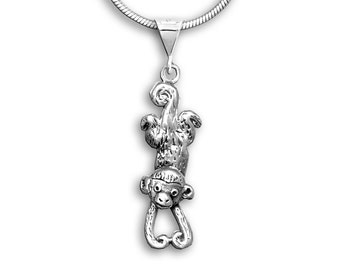 Dangling Monkey Pendant Sterling Silver