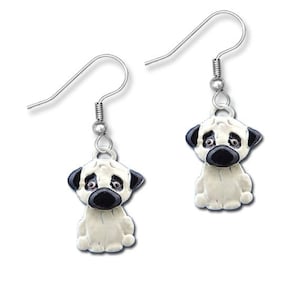 Fawn and Black Pug Earrings