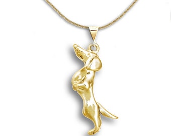 Jumping Dachshund Pendant in 14K Solid Gold