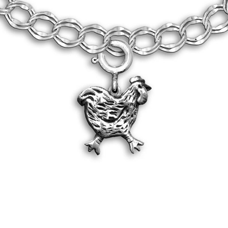 Chicken Charm for Bracelet in Sterling Silver image 1