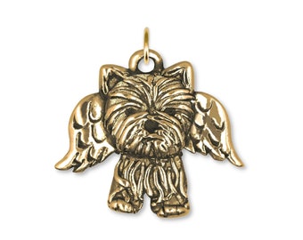 Yorkie Angel Charm in 14K Solid Gold